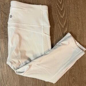 Lululemon Leggings Women 6 White Mind Over Miles Crop 17" Yoga Pants Athletic